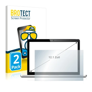 Parte frontal de un envase de producto con el logotipo de la marca BROTECT. Al lado se muestra el dispositivo con su protector