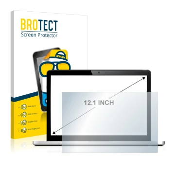 Parte frontal de un envase de producto con el logotipo de la marca BROTECT. Al lado se muestra el dispositivo con su protector