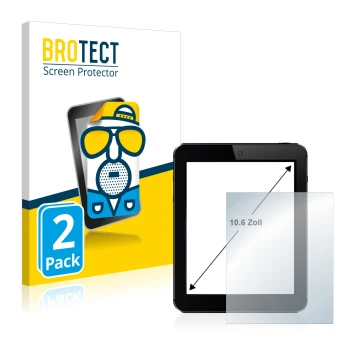 Parte frontal de un envase de producto con el logotipo de la marca BROTECT. Al lado se muestra el dispositivo con su protector