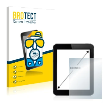 Parte frontal de un envase de producto con el logotipo de la marca BROTECT. Al lado se muestra el dispositivo con su protector