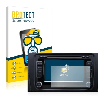 Parte frontal de un envase de producto con el logotipo de la marca BROTECT. Al lado se muestra el dispositivo Volkswagen Touar