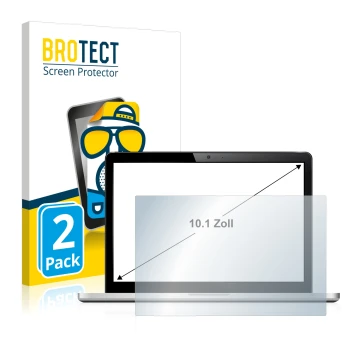 Parte frontal de un envase de producto con el logotipo de la marca BROTECT. Al lado se muestra el dispositivo con su protector