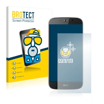 Parte frontal de un envase de producto con el logotipo de la marca BROTECT. Al lado se muestra el dispositivo Acer Liquid Jade