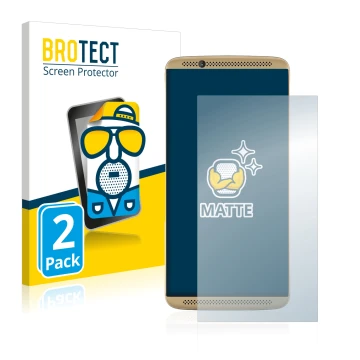Parte frontal de un envase de producto con el logotipo de la marca BROTECT. Al lado se muestra el dispositivo ZTE Axon 7 con s
