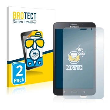Parte frontal de un envase de producto con el logotipo de la marca BROTECT. Al lado se muestra el dispositivo Samsung Galaxy T