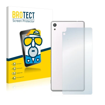Parte frontal de un envase de producto con el logotipo de la marca BROTECT. Al lado se muestra el dispositivo Sony Xperia XA U