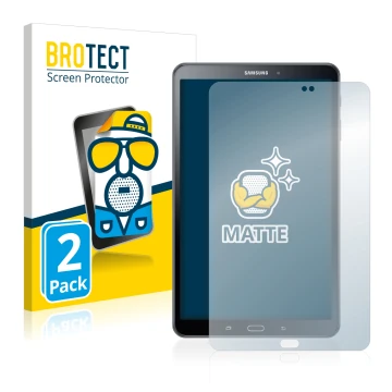 Parte frontal de un envase de producto con el logotipo de la marca BROTECT. Al lado se muestra el dispositivo Samsung Galaxy T