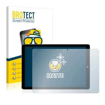 Parte frontal de un envase de producto con el logotipo de la marca BROTECT. Al lado se muestra el dispositivo Chuwi Hi13 con s