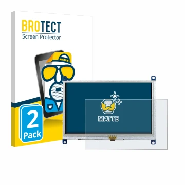 Parte frontal de un envase de producto con el logotipo de la marca BROTECT. Al lado se muestra el dispositivo Raspberry Pi Tou