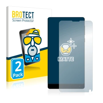 Parte frontal de un envase de producto con el logotipo de la marca BROTECT. Al lado se muestra el dispositivo Xiaomi Mi Mix 2 