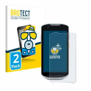 Parte frontal de un envase de producto con el logotipo de la marca BROTECT. Al lado se muestra el dispositivo Zebra TC56 con s