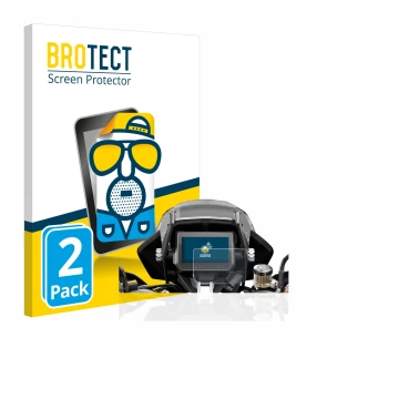 Parte frontal de un envase de producto con el logotipo de la marca BROTECT. Al lado se muestra el dispositivo KTM 1290 Super A