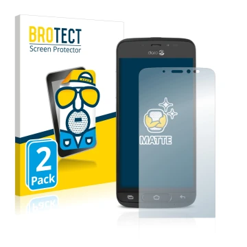 Parte frontal de un envase de producto con el logotipo de la marca BROTECT. Al lado se muestra el dispositivo Doro 8040 con su