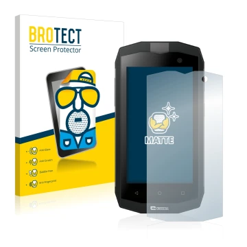 Parte frontal de un envase de producto con el logotipo de la marca BROTECT. Al lado se muestra el dispositivo Crosscall Trekke