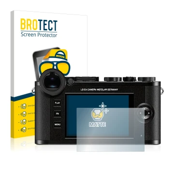 Parte frontal de un envase de producto con el logotipo de la marca BROTECT. Al lado se muestra el dispositivo Leica CL con su 