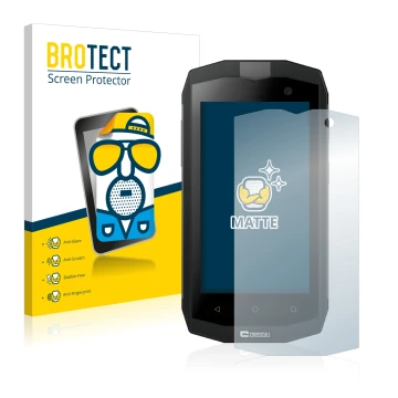 Parte frontal de un envase de producto con el logotipo de la marca BROTECT. Al lado se muestra el dispositivo Crosscall Trekke