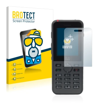 Parte frontal de un envase de producto con el logotipo de la marca BROTECT. Al lado se muestra el dispositivo Cisco IP Phone 8