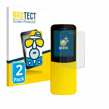 Parte frontal de un envase de producto con el logotipo de la marca BROTECT. Al lado se muestra el dispositivo Nokia 8110 con s