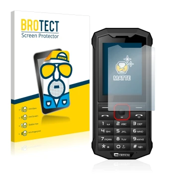 Parte frontal de un envase de producto con el logotipo de la marca BROTECT. Al lado se muestra el dispositivo Crosscall Spider