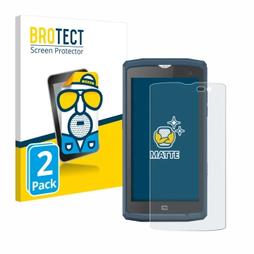 Parte frontal de un envase de producto con el logotipo de la marca BROTECT. Al lado se muestra el dispositivo Crosscall Core X