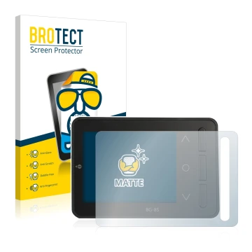 Parte frontal de un envase de producto con el logotipo de la marca BROTECT. Al lado se muestra el dispositivo ISDT BG-8S con s