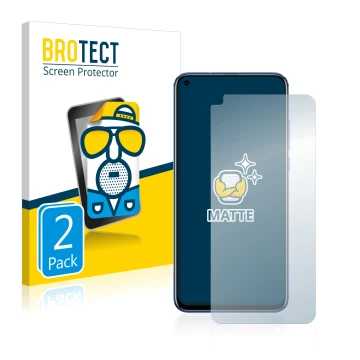 Parte frontal de un envase de producto con el logotipo de la marca BROTECT. Al lado se muestra el dispositivo Honor View 20 co