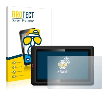 Parte frontal de un envase de producto con el logotipo de la marca BROTECT. Al lado se muestra el dispositivo XP-Pen Artist 15