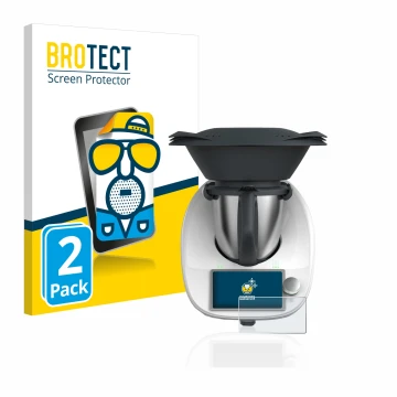 Parte frontal de un envase de producto con el logotipo de la marca BROTECT. Al lado se muestra el dispositivo Vorwerk Thermomi