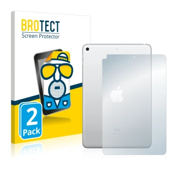Parte frontal de un envase de producto con el logotipo de la marca BROTECT. Al lado se muestra el dispositivo Apple iPad Mini 
