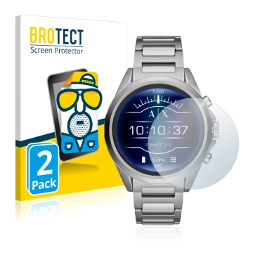 Parte frontal de un envase de producto con el logotipo de la marca BROTECT. Al lado se muestra el dispositivo Emporio Armani C