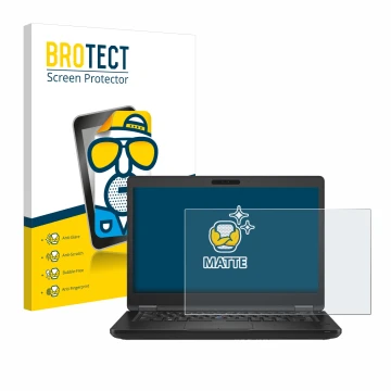 Parte frontal de un envase de producto con el logotipo de la marca BROTECT. Al lado se muestra el dispositivo Dell Latitude 54