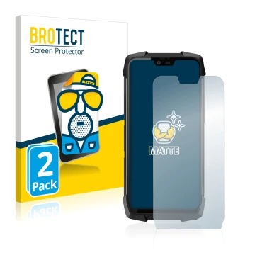 Parte frontal de un envase de producto con el logotipo de la marca BROTECT. Al lado se muestra el dispositivo Blackview BV9700