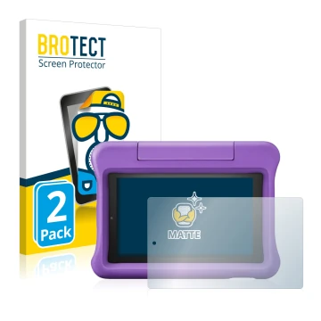 Parte frontal de un envase de producto con el logotipo de la marca BROTECT. Al lado se muestra el dispositivo Amazon Fire 7 Ki