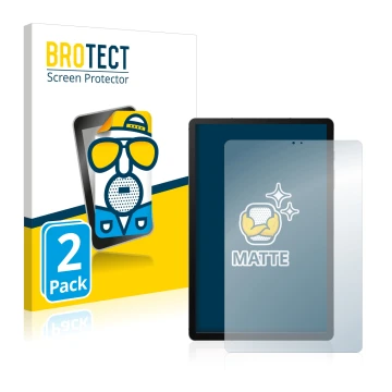Parte frontal de un envase de producto con el logotipo de la marca BROTECT. Al lado se muestra el dispositivo Samsung Galaxy T