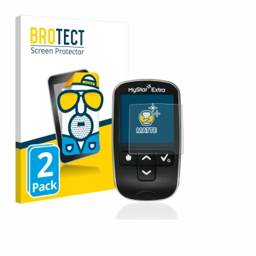 Parte frontal de un envase de producto con el logotipo de la marca BROTECT. Al lado se muestra el dispositivo Sanofi MyStar Ex