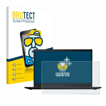 Parte frontal de un envase de producto con el logotipo de la marca BROTECT. Al lado se muestra el dispositivo Lenovo ThinkPad 