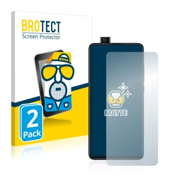 Parte frontal de un envase de producto con el logotipo de la marca BROTECT. Al lado se muestra el dispositivo Xiaomi Mi 9T Pro