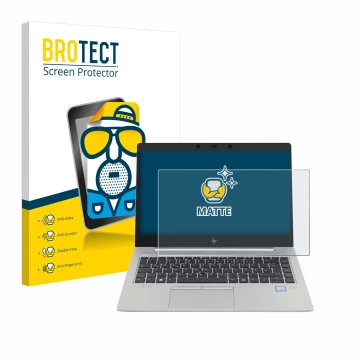 Parte frontal de un envase de producto con el logotipo de la marca BROTECT. Al lado se muestra el dispositivo HP EliteBook 840