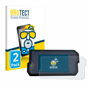 Parte frontal de un envase de producto con el logotipo de la marca BROTECT. Al lado se muestra el dispositivo KTM 125 / 390 Du