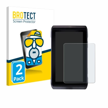 Parte frontal de un envase de producto con el logotipo de la marca BROTECT. Al lado se muestra el dispositivo Atomos Shogun 7 