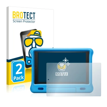 Parte frontal de un envase de producto con el logotipo de la marca BROTECT. Al lado se muestra el dispositivo Amazon Fire HD 1