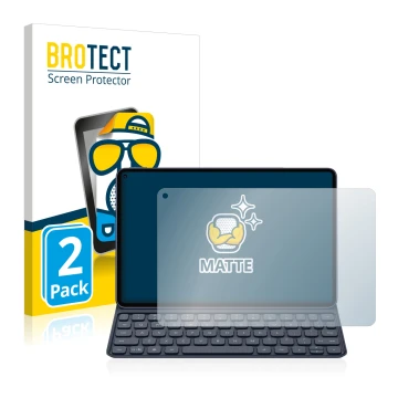 Parte frontal de un envase de producto con el logotipo de la marca BROTECT. Al lado se muestra el dispositivo Huawei MatePad P