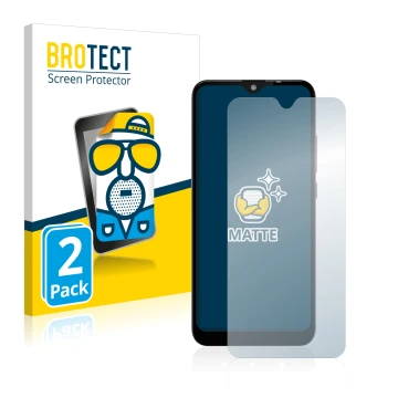 Parte frontal de un envase de producto con el logotipo de la marca BROTECT. Al lado se muestra el dispositivo Gigaset GS110 co