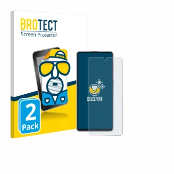Parte frontal de un envase de producto con el logotipo de la marca BROTECT. Al lado se muestra el dispositivo Samsung Galaxy N