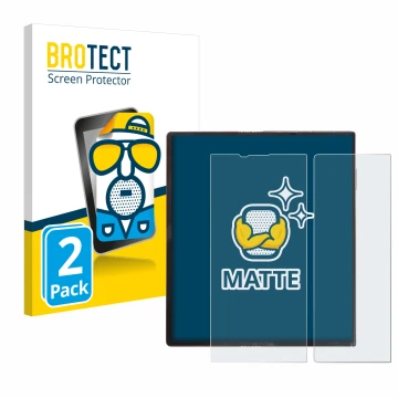 Parte frontal de un envase de producto con el logotipo de la marca BROTECT. Al lado se muestra el dispositivo Huawei Mate Xs c