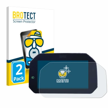 Parte frontal de un envase de producto con el logotipo de la marca BROTECT. Al lado se muestra el dispositivo BMW F850GS 2018-