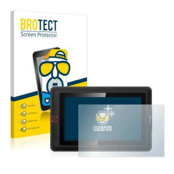 Parte frontal de un envase de producto con el logotipo de la marca BROTECT. Al lado se muestra el dispositivo XP-Pen Artist 13
