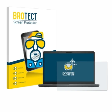 Parte frontal de un envase de producto con el logotipo de la marca BROTECT. Al lado se muestra el dispositivo Dell Latitude 55