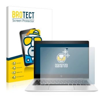 Parte frontal de un envase de producto con el logotipo de la marca BROTECT. Al lado se muestra el dispositivo HP EliteBook x36
