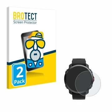 Parte frontal de un envase de producto con el logotipo de la marca BROTECT. Al lado se muestra el dispositivo Polar Grit X con
